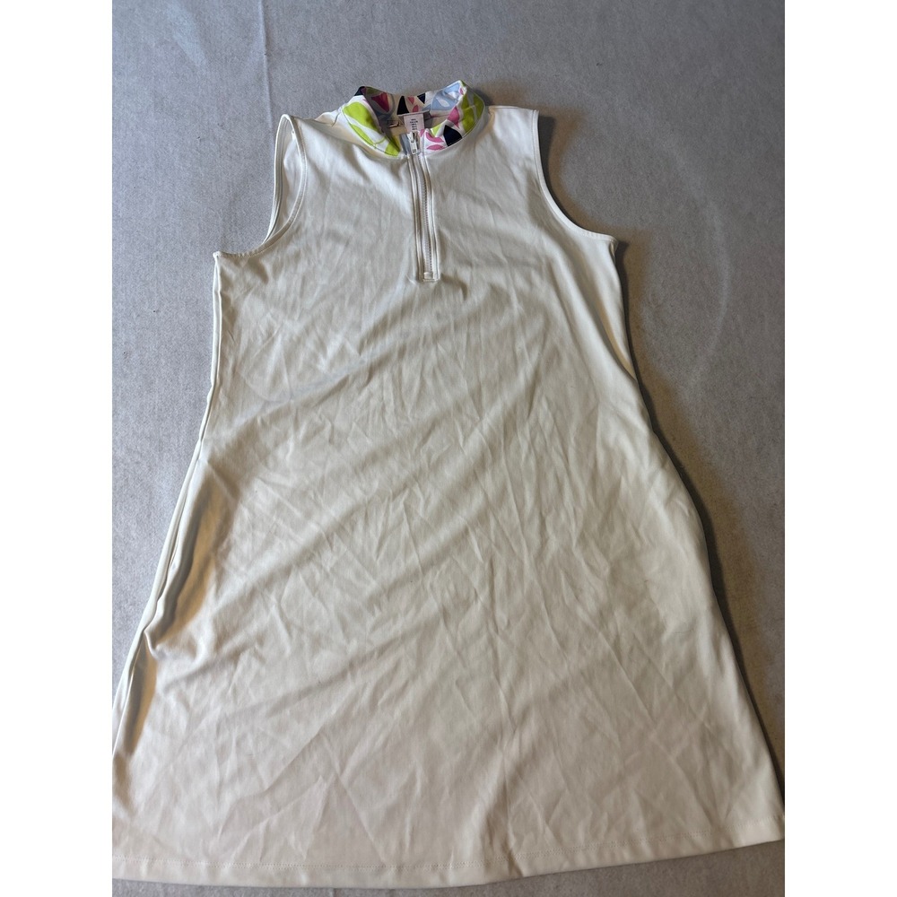 Tommy Bahama Golf Dress Womens Large White Excellent Quarter Zip Sleeveless